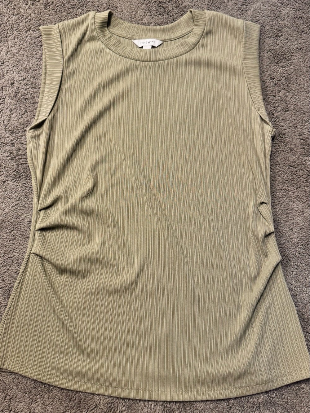 Nine West Olive Ribbed Sleeveless Tank